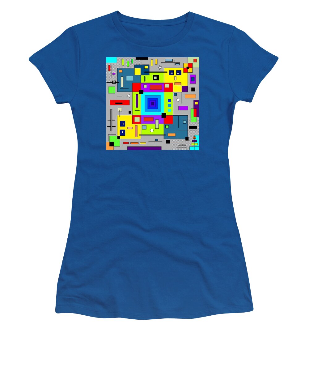 Squares Women's T-Shirt featuring the digital art Visual Konnektion by Designs By L