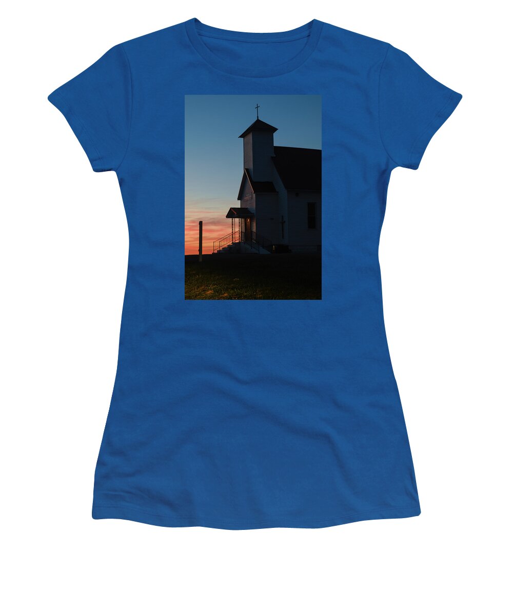 Rural Women's T-Shirt featuring the photograph Wasson Church Sunset by Grant Twiss
