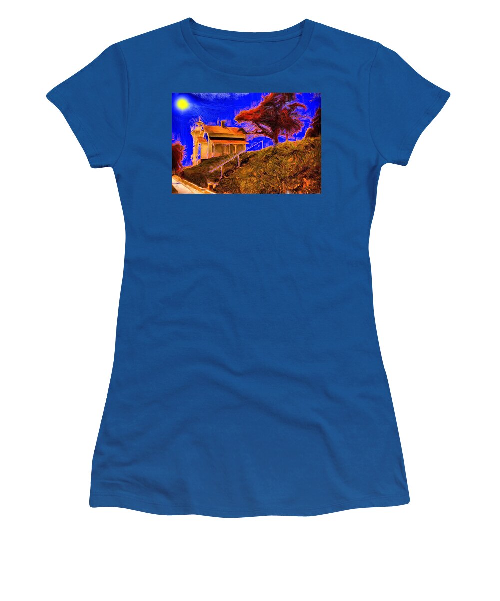 House Women's T-Shirt featuring the digital art Widow's Watch House on the Hill by Russel Considine