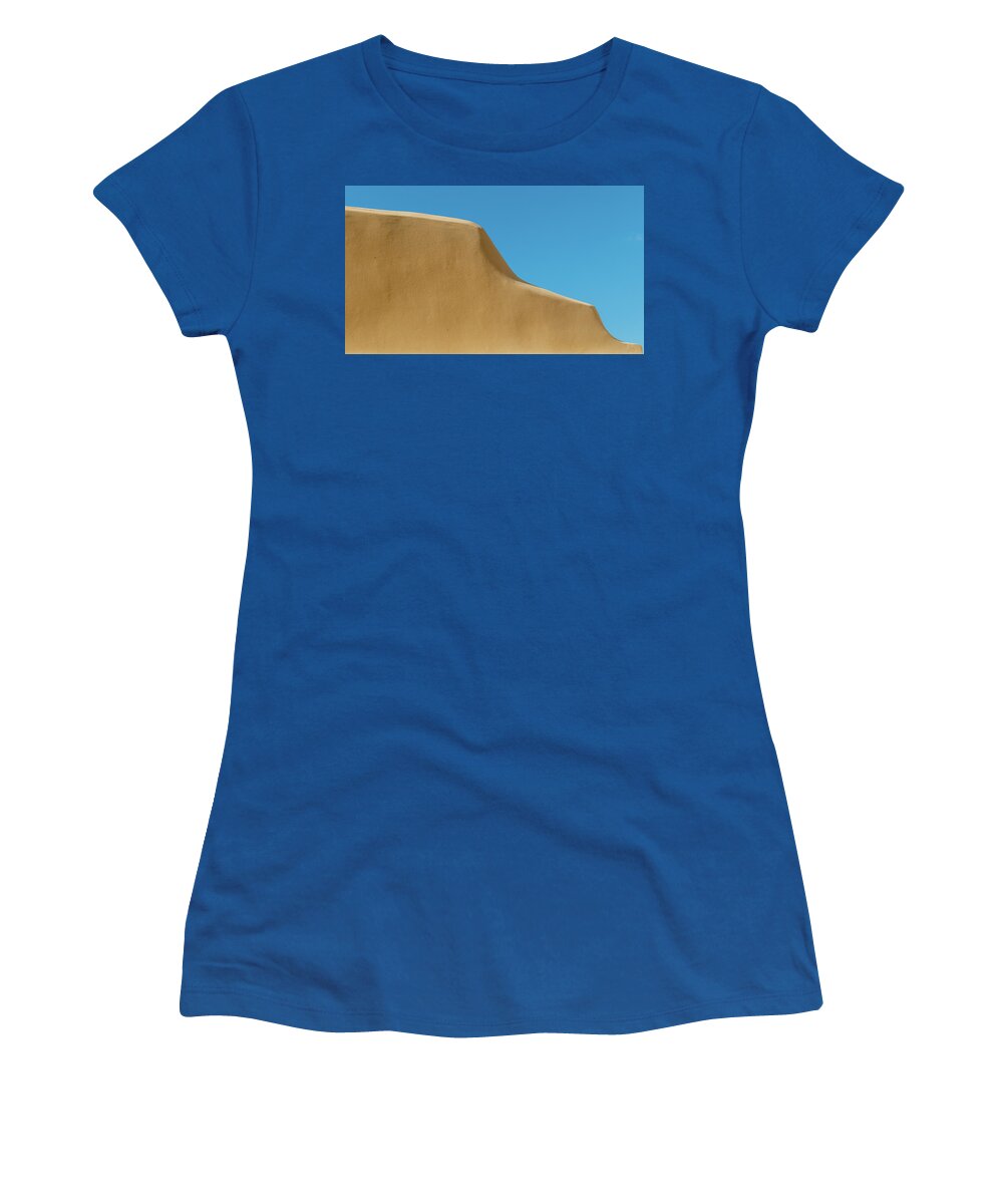 Yellow And Blue Women's T-Shirt featuring the photograph Sky blue and yellow minimal abstract art by Michalakis Ppalis
