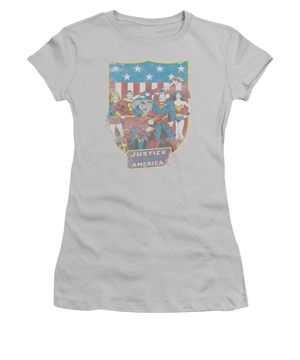 Dc Comics Women's T-Shirt featuring the digital art Dc - Jla American Shield by Brand A