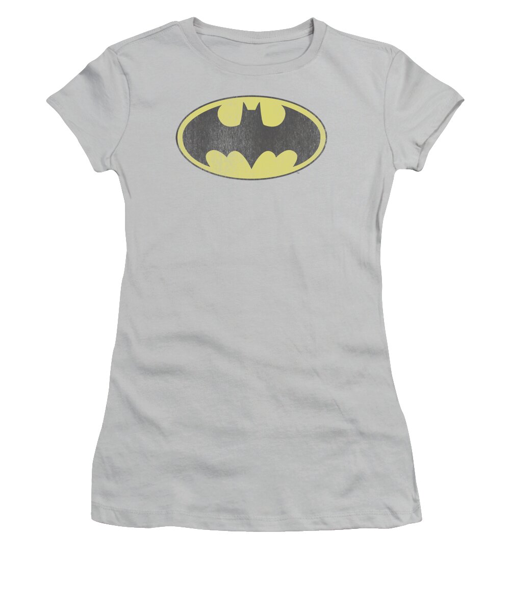 Dc Comics Women's T-Shirt featuring the digital art Dc - Retro Bat Logo Distressed by Brand A