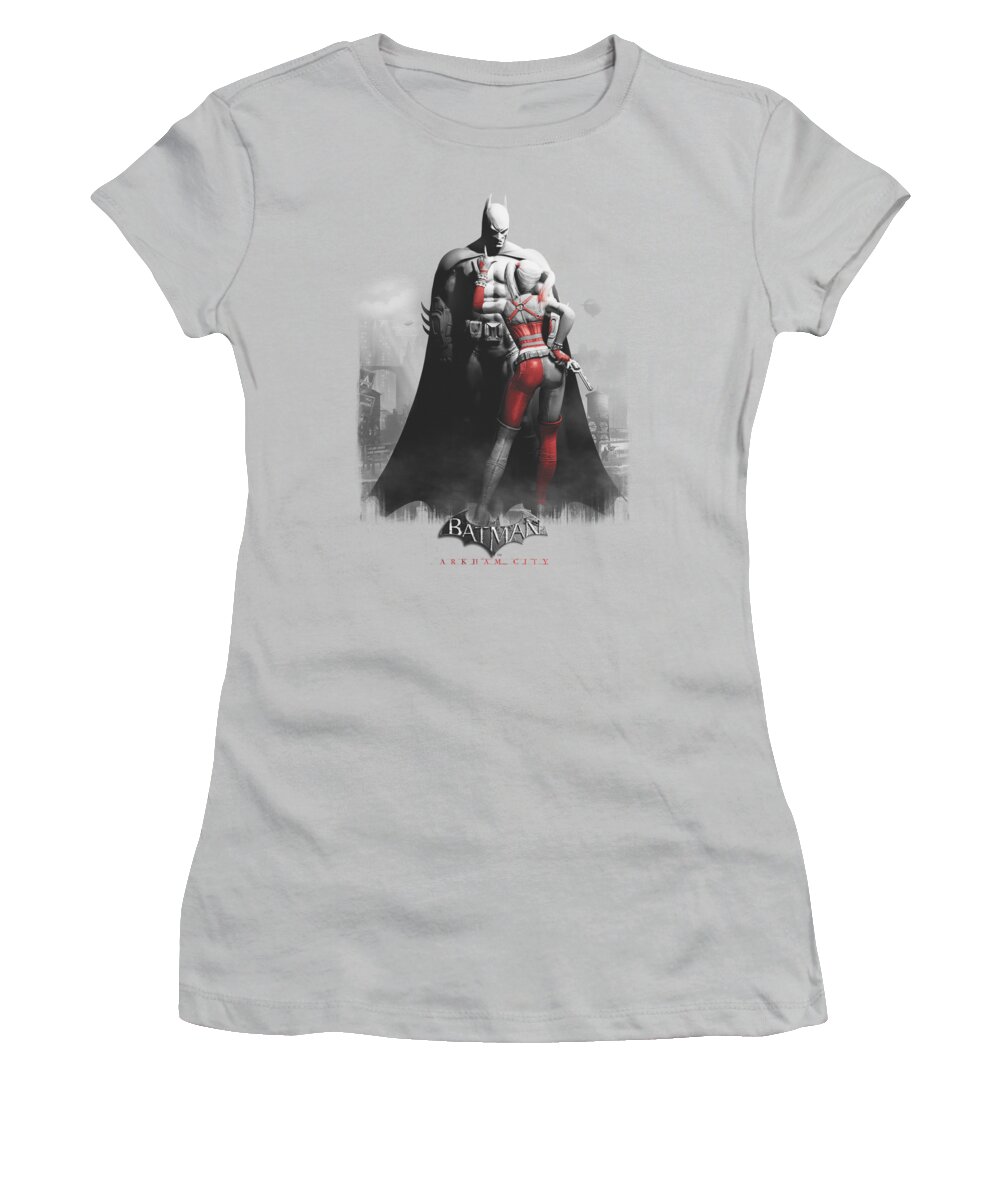 Arkham City Women's T-Shirt featuring the digital art Arkham City - Harley And Bats by Brand A