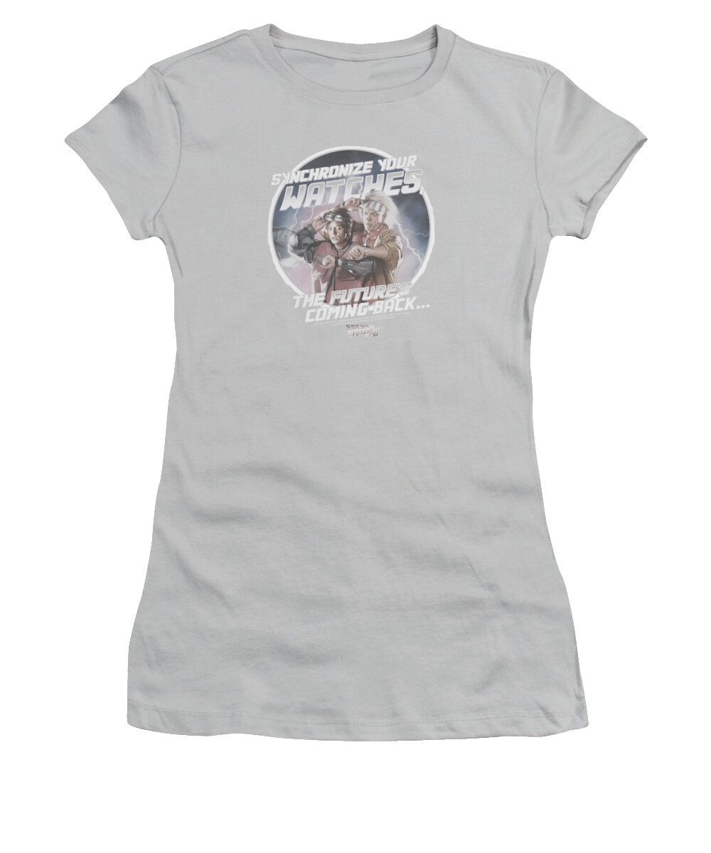 Back To The Future Ii Women's T-Shirt featuring the digital art Back To The Future II - Synchronize Watches by Brand A