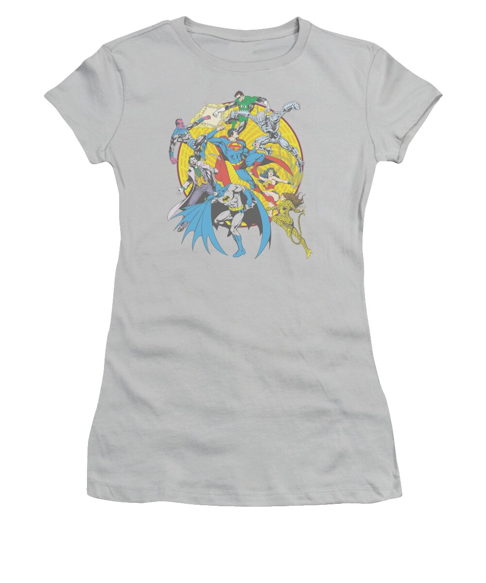 Dc Comics Women's T-Shirt featuring the digital art Dc - Spin Circle Fight by Brand A