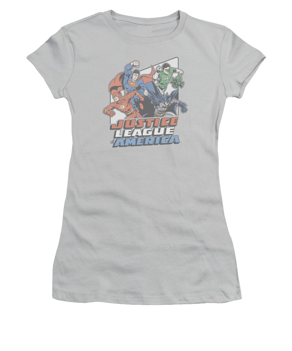 Justice League Of America Women's T-Shirt featuring the digital art Jla - Four Against Crime by Brand A