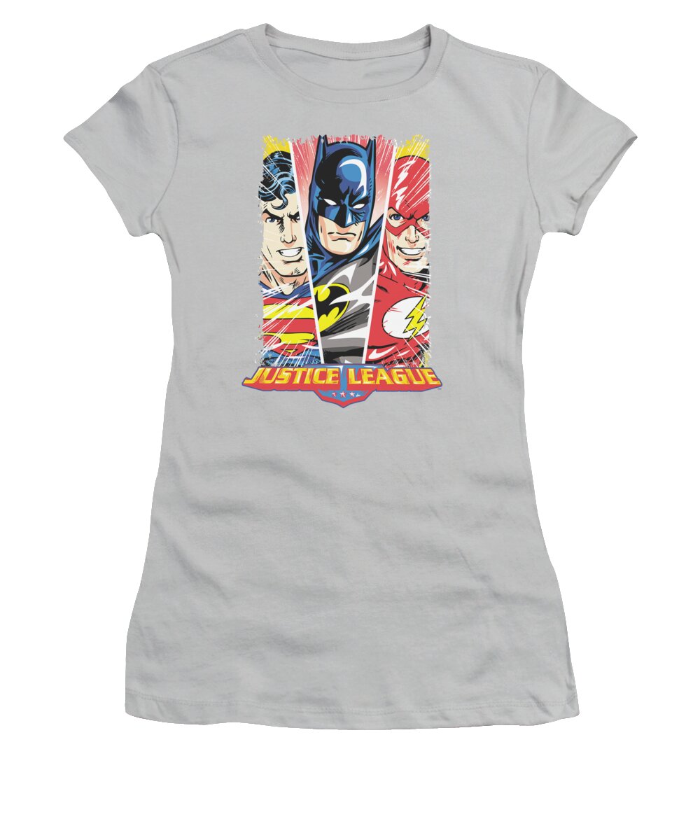 Justice League Of America Women's T-Shirt featuring the digital art Jla - Hero Triptych by Brand A