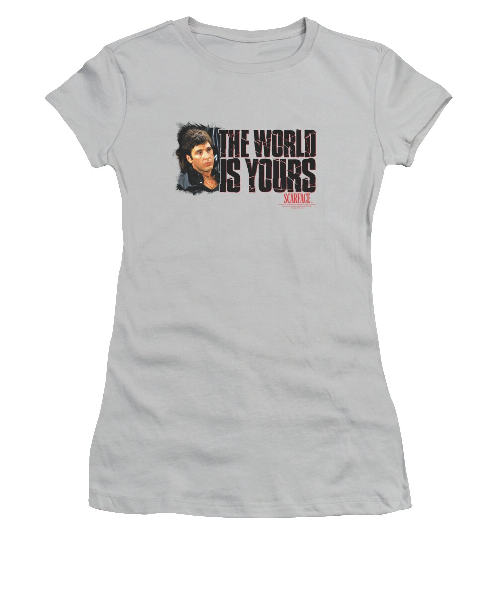 Scareface Women's T-Shirt featuring the digital art Scarface - The World Is Yours by Brand A