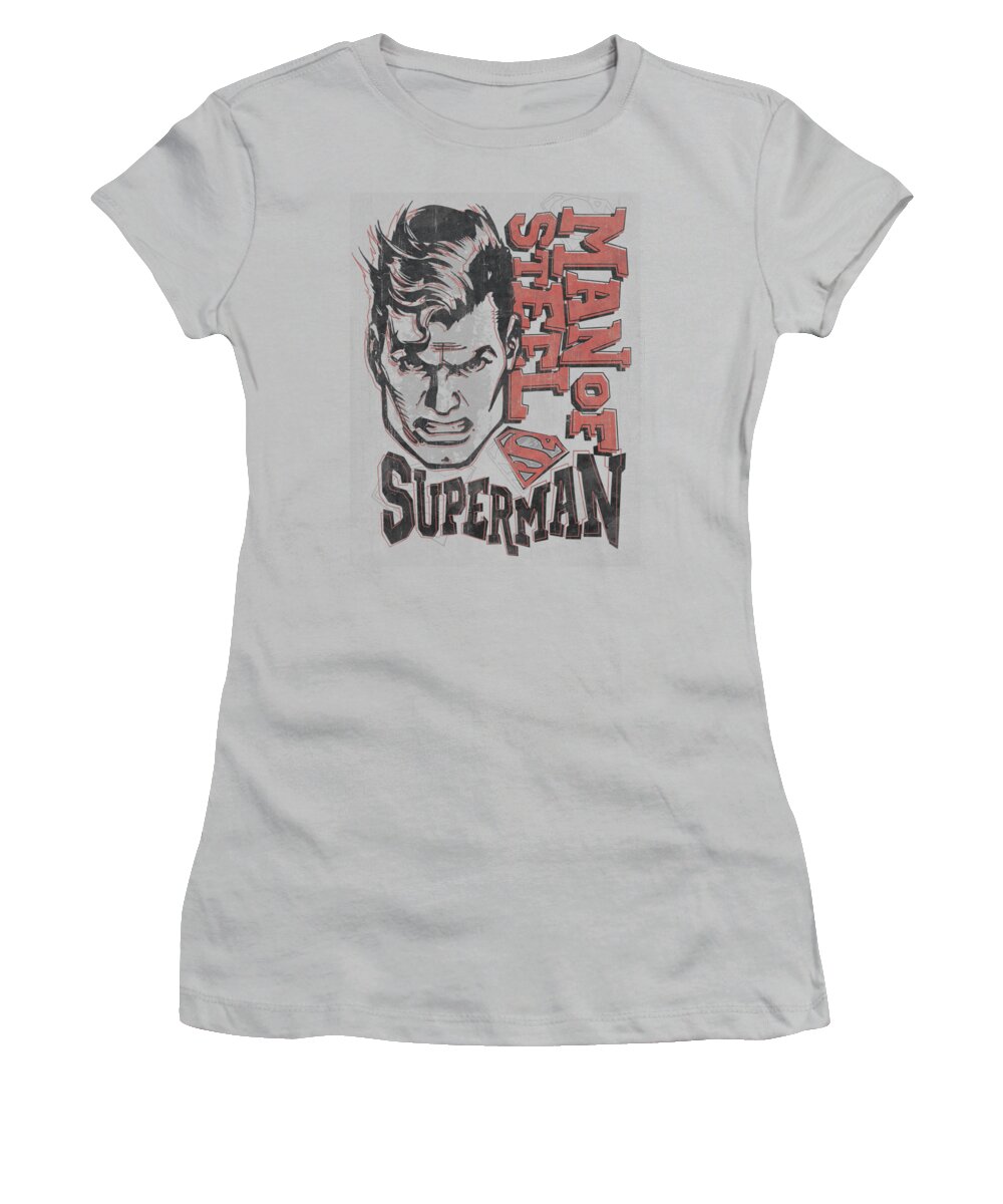 Superman Women's T-Shirt featuring the digital art Superman - Retro Lines by Brand A