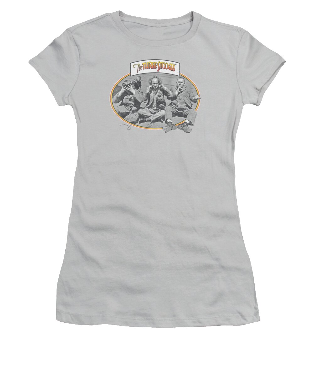 The Three Stooges Women's T-Shirt featuring the digital art Three Stooges - Monkey See by Brand A