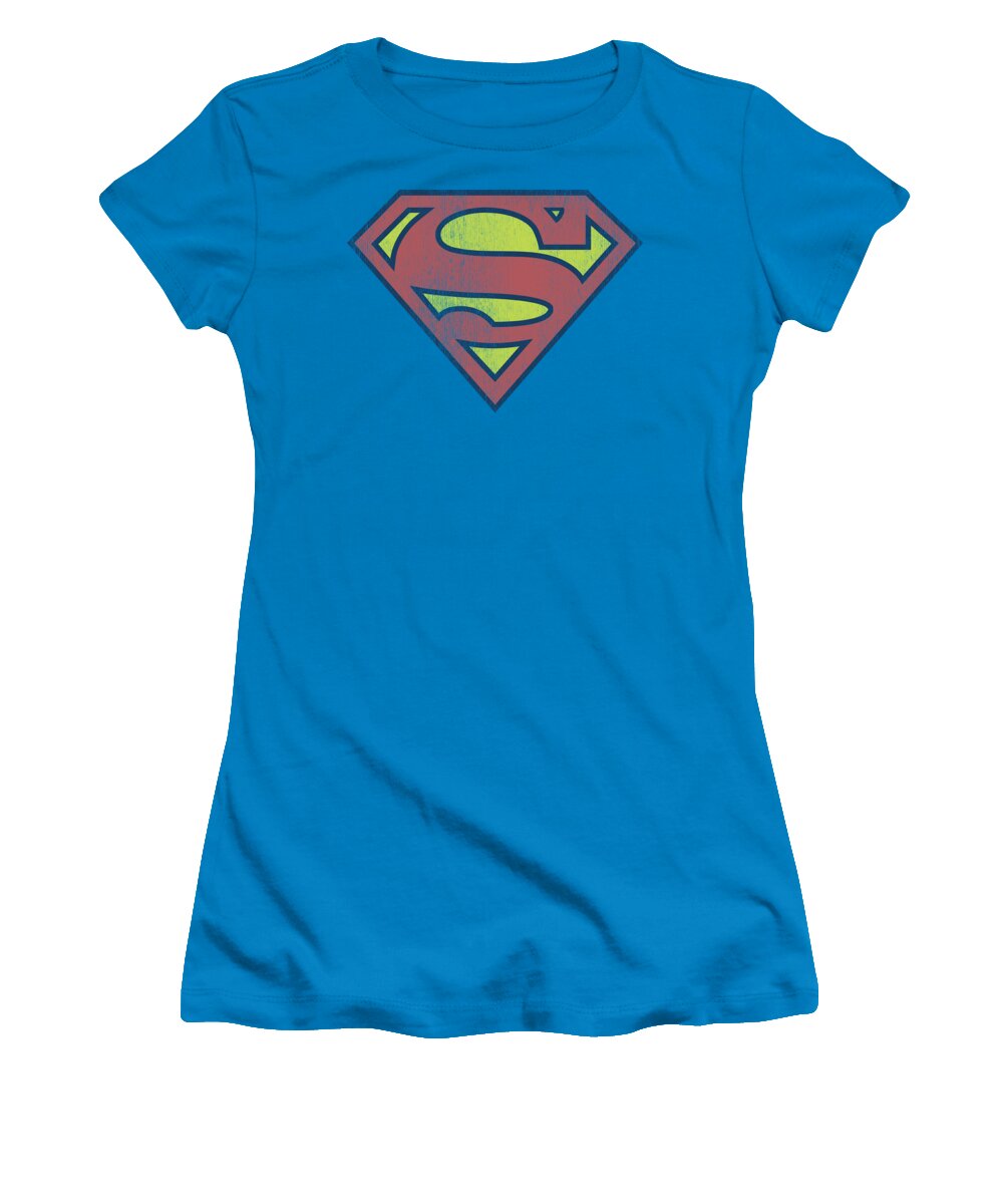 Dc Comics Women's T-Shirt featuring the digital art Dc - Retro Supes Logo Distressed by Brand A