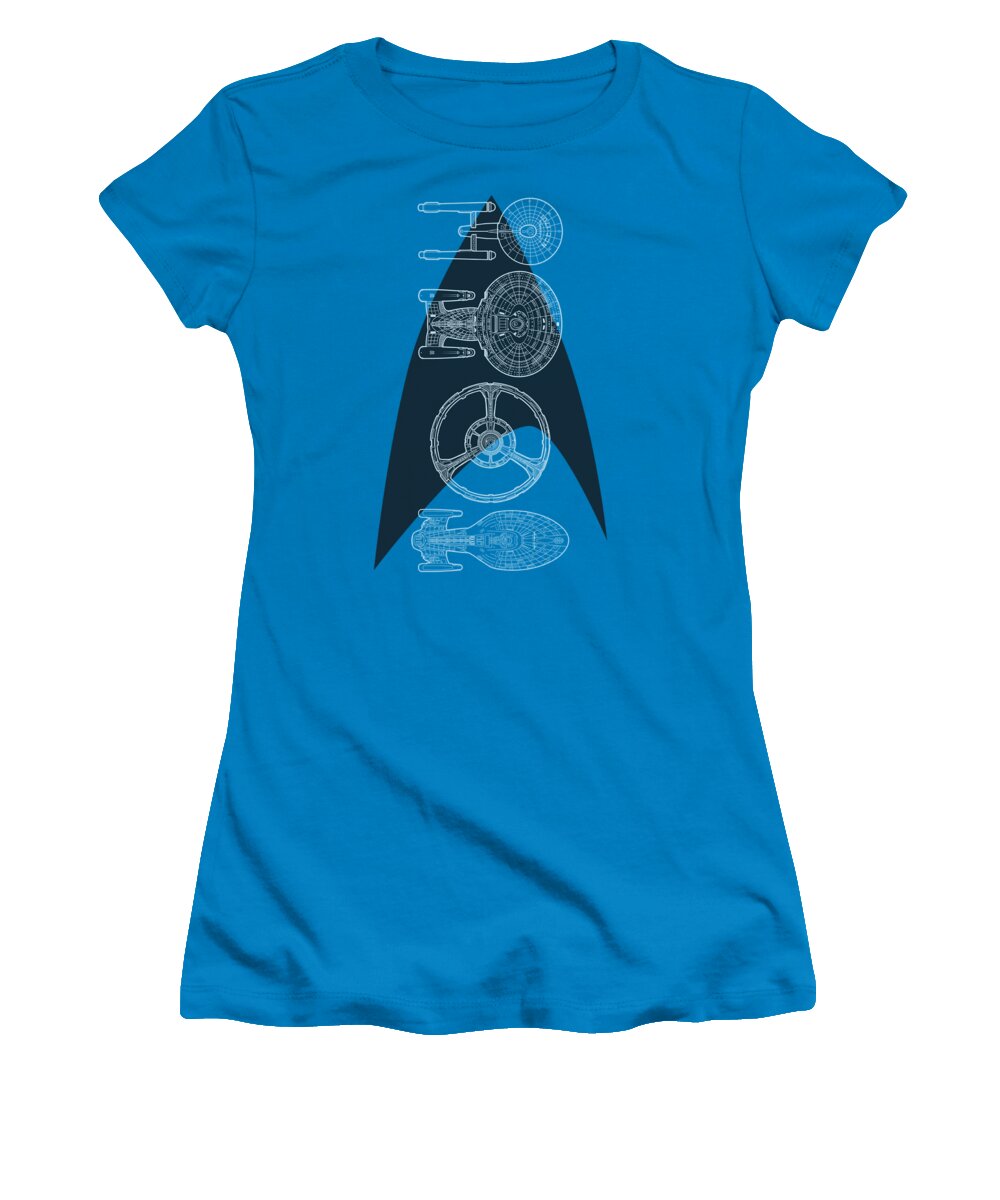 Star Trek Women's T-Shirt featuring the digital art Star Trek - Line Of Ships by Brand A