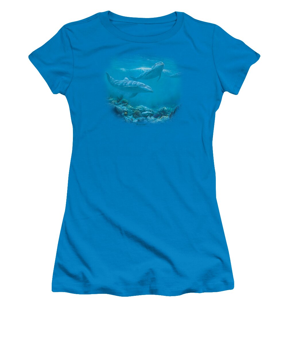 Wildlife Women's T-Shirt featuring the digital art Wildlife - Bottlenosed Dolphins by Brand A