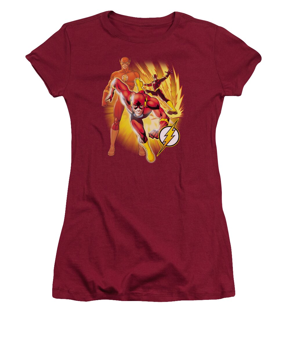 Justice League Of America Women's T-Shirt featuring the digital art Jla - Flash Collage by Brand A