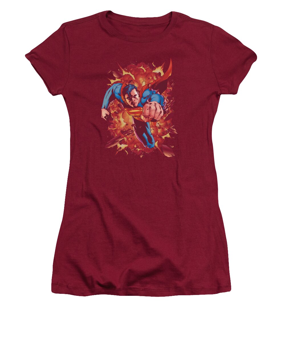 Superman Women's T-Shirt featuring the digital art Superman - Through Flame by Brand A