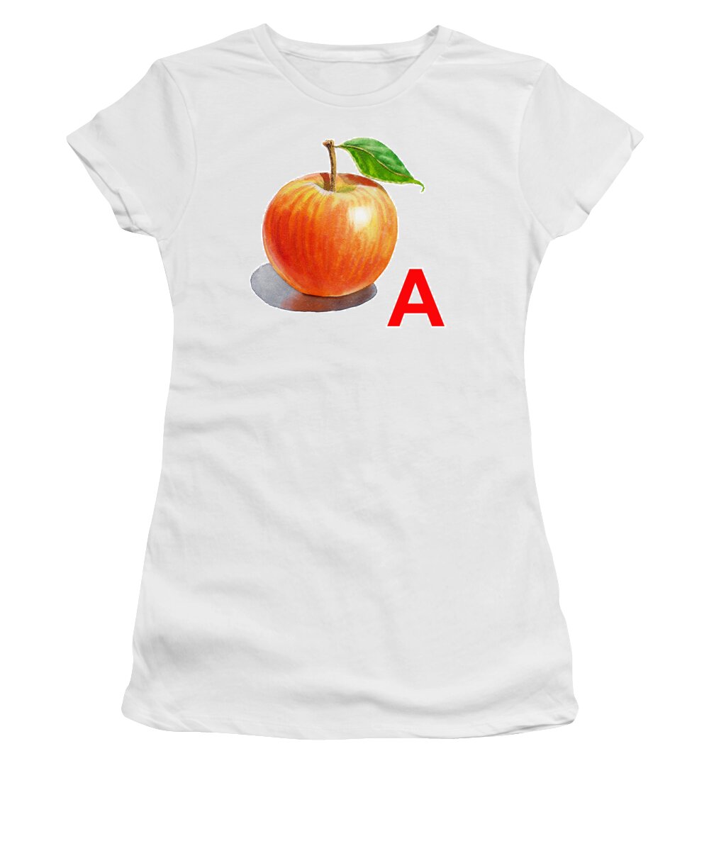 Alphabet Women's T-Shirt featuring the painting A Art Alphabet for Kids Room #2 by Irina Sztukowski