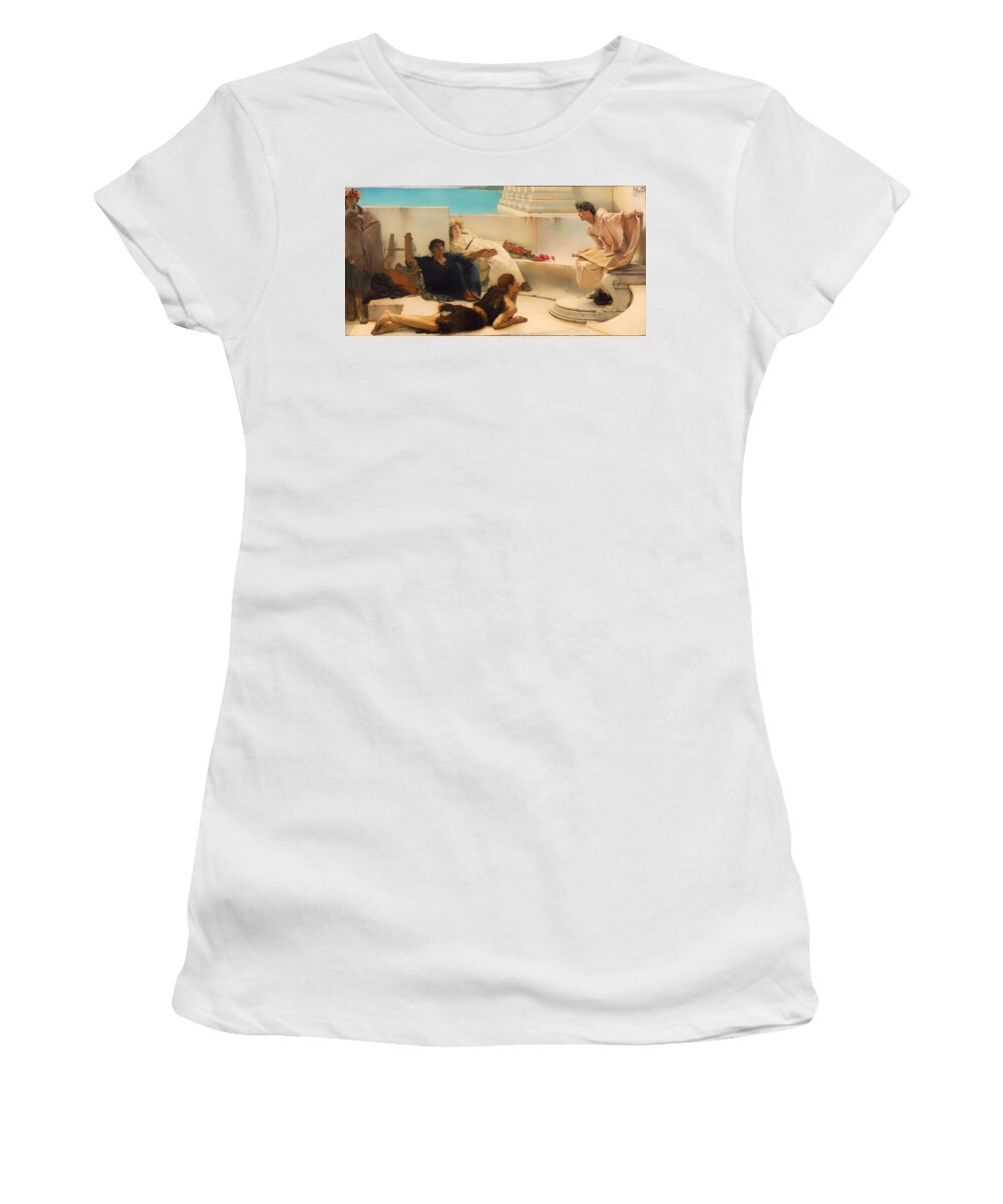 Lawrence Alma-tadema Women's T-Shirt featuring the painting A Reading from Homer #6 by Lawrence Alma-Tadema