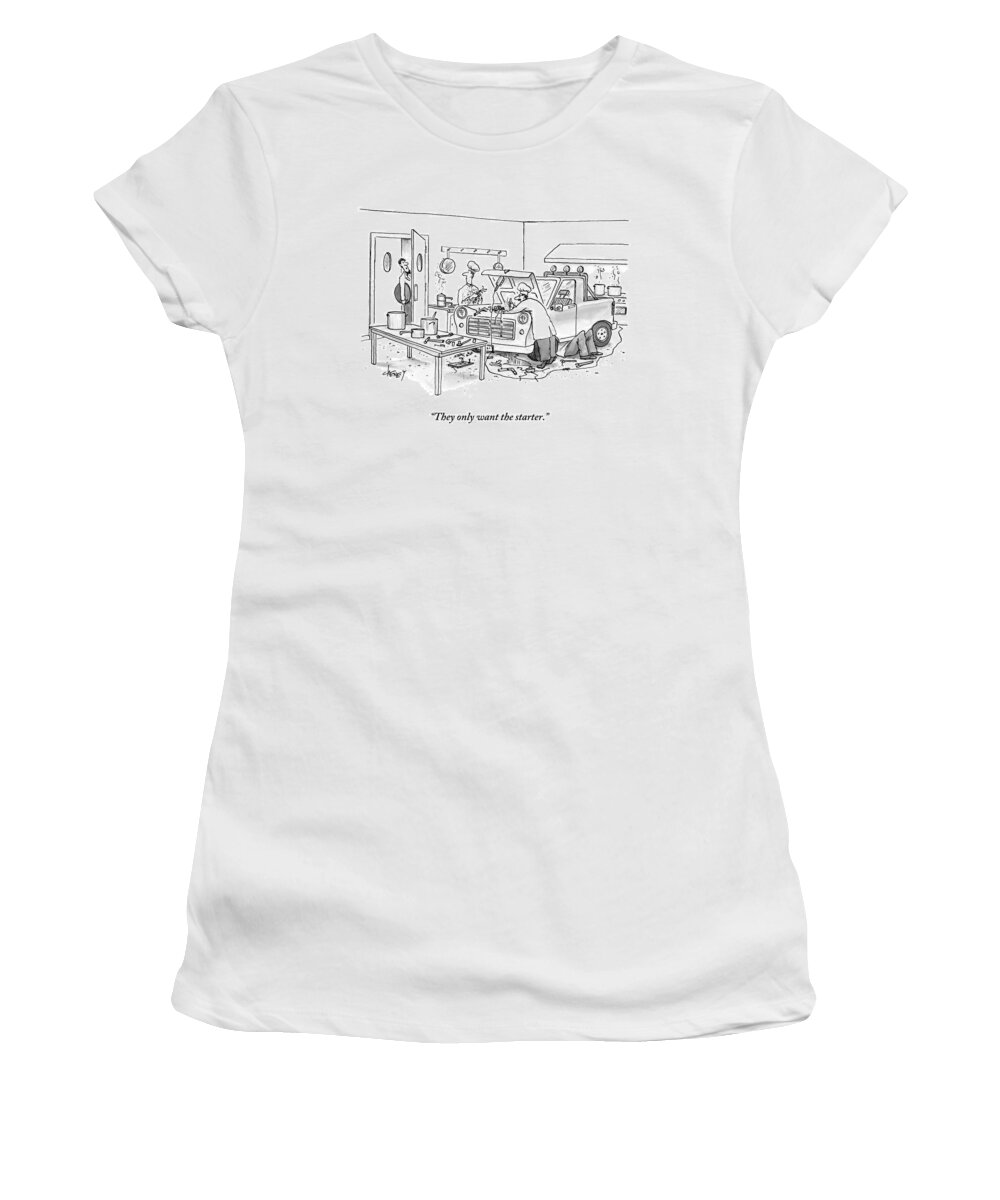 Chefs Women's T-Shirt featuring the drawing A Waiter Speaks To The Chefs In The Kitchen by Tom Cheney
