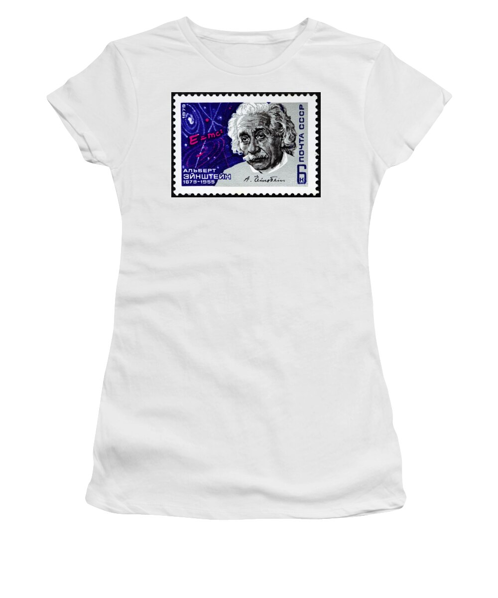 Albert Einstein Women's T-Shirt featuring the photograph Albert Einstein Stamp by GIPhotoStock