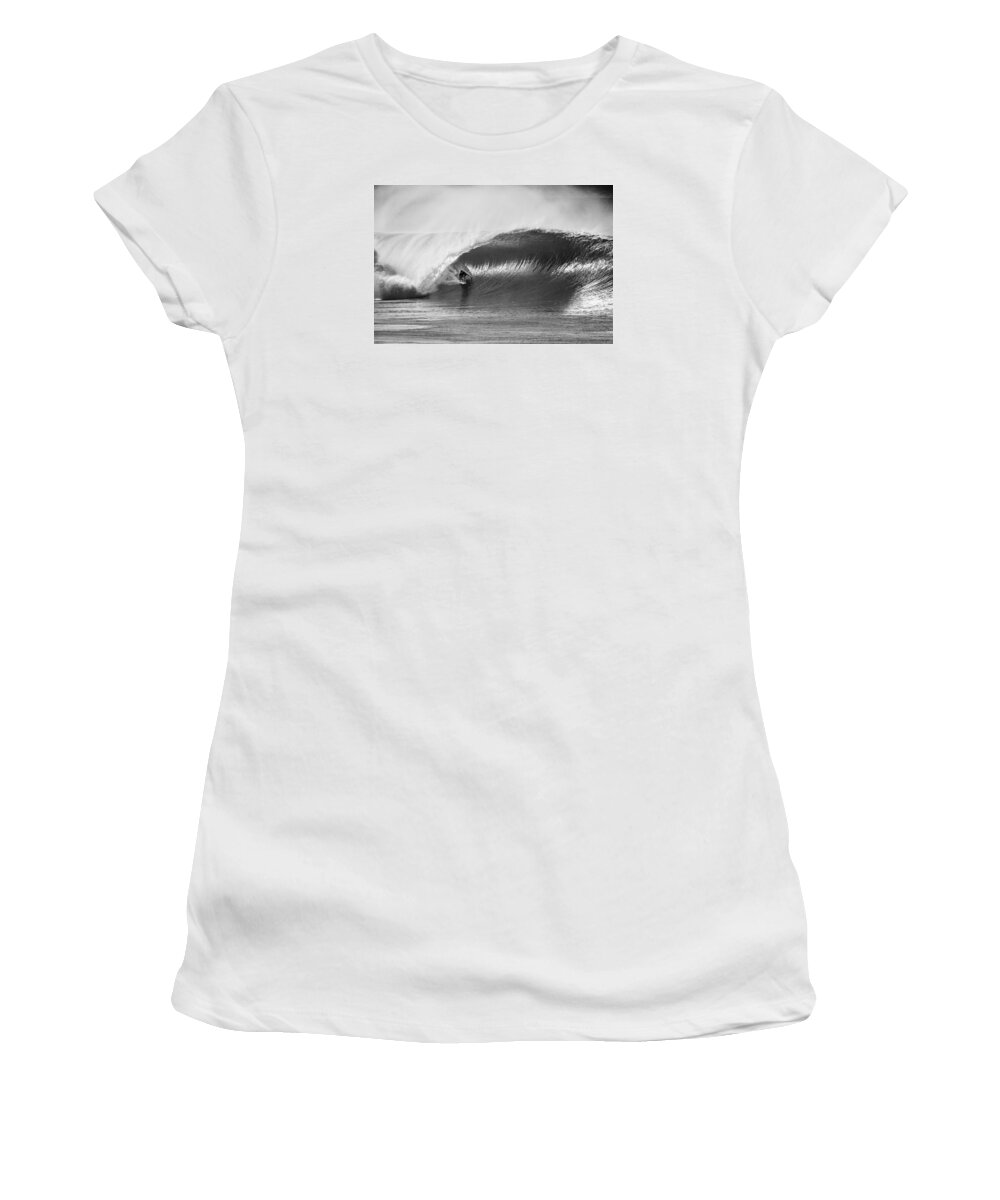 Surf Women's T-Shirt featuring the photograph As good as it gets - bw by Sean Davey