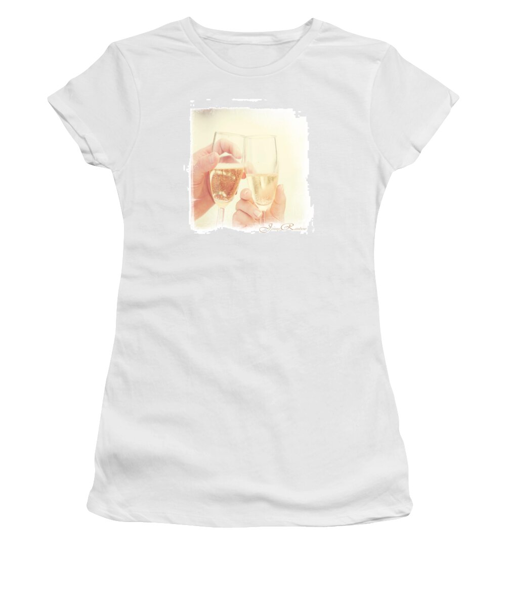  Women's T-Shirt featuring the photograph Cheers. Wedding Day #1 by Jenny Rainbow