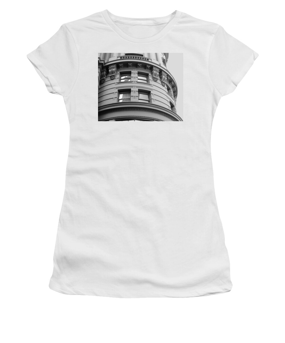 Classical Architecture Women's T-Shirt featuring the photograph Circular Building Details San Francisco BW by Connie Fox