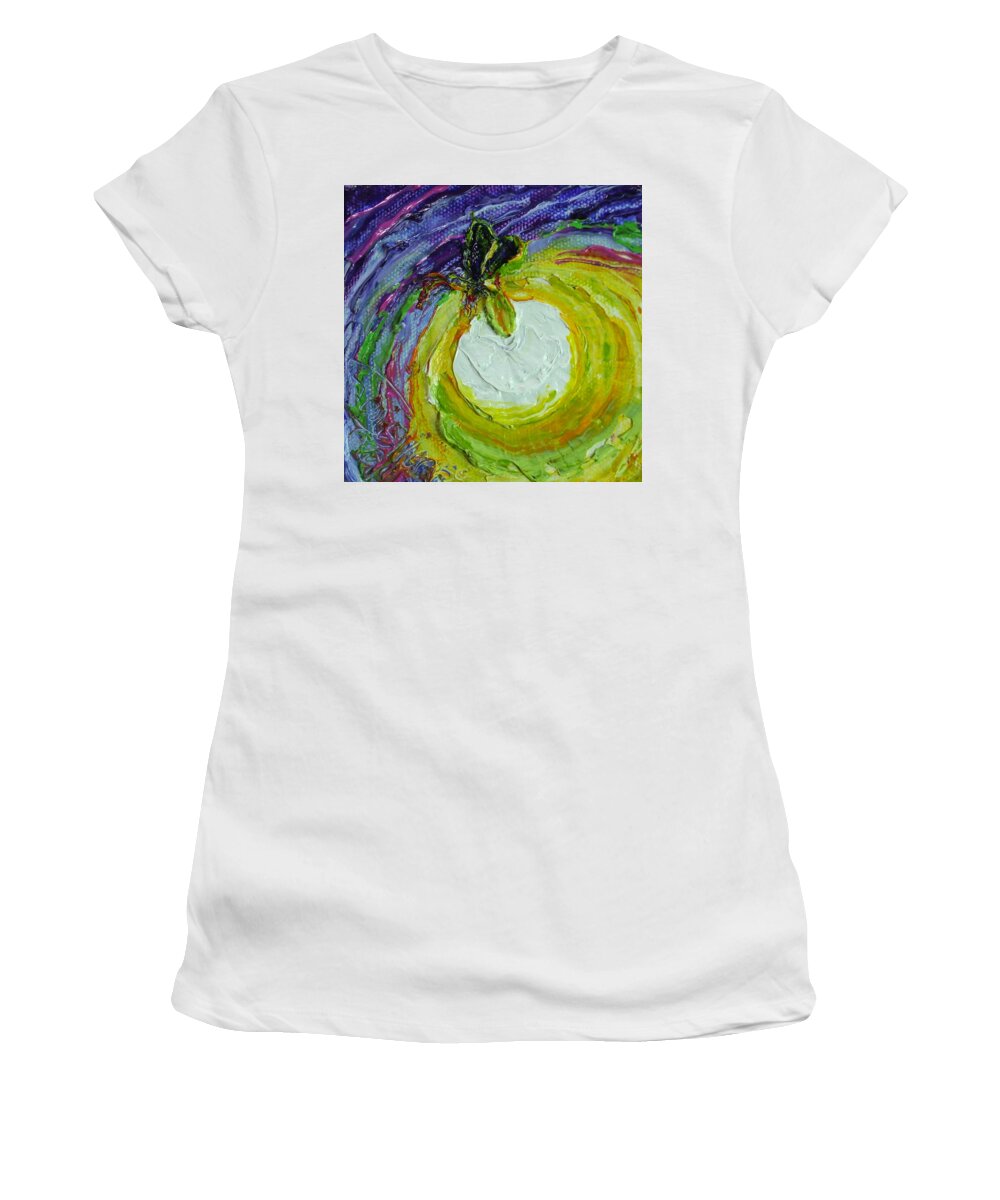 Oil On Canvas Women's T-Shirt featuring the painting Firefly At Night #2 by Paris Wyatt Llanso