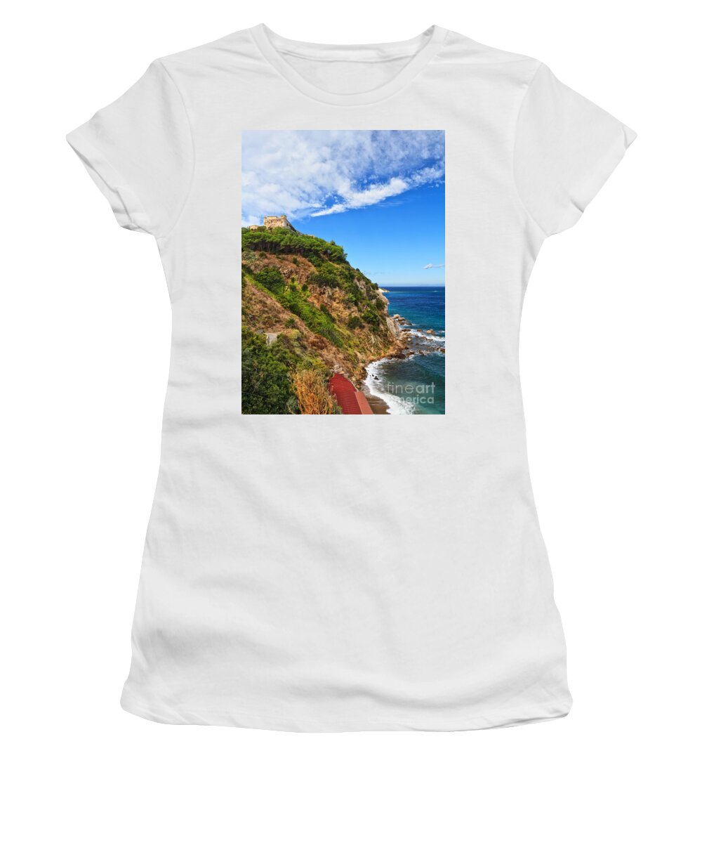Bay Women's T-Shirt featuring the photograph Forte Stella in Portoferraio #1 by Antonio Scarpi