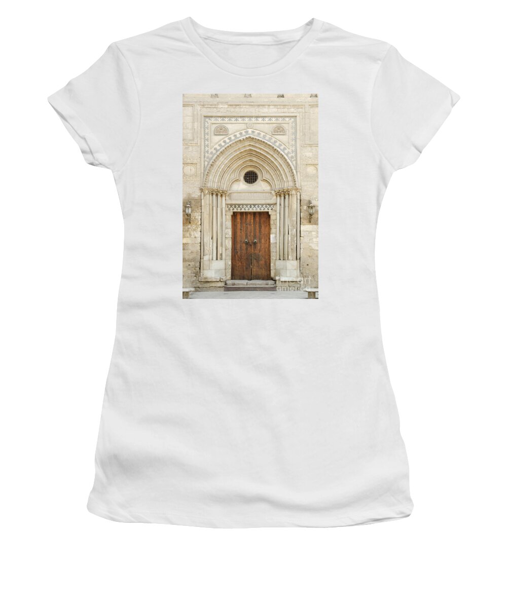 Arabic Women's T-Shirt featuring the photograph Mosque Door In Cairo Egypt #1 by JM Travel Photography