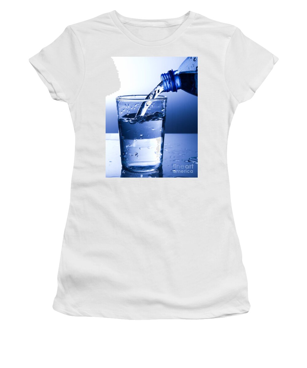 Water Women's T-Shirt featuring the photograph Pouring fresh water into a glass #1 by Michal Bednarek