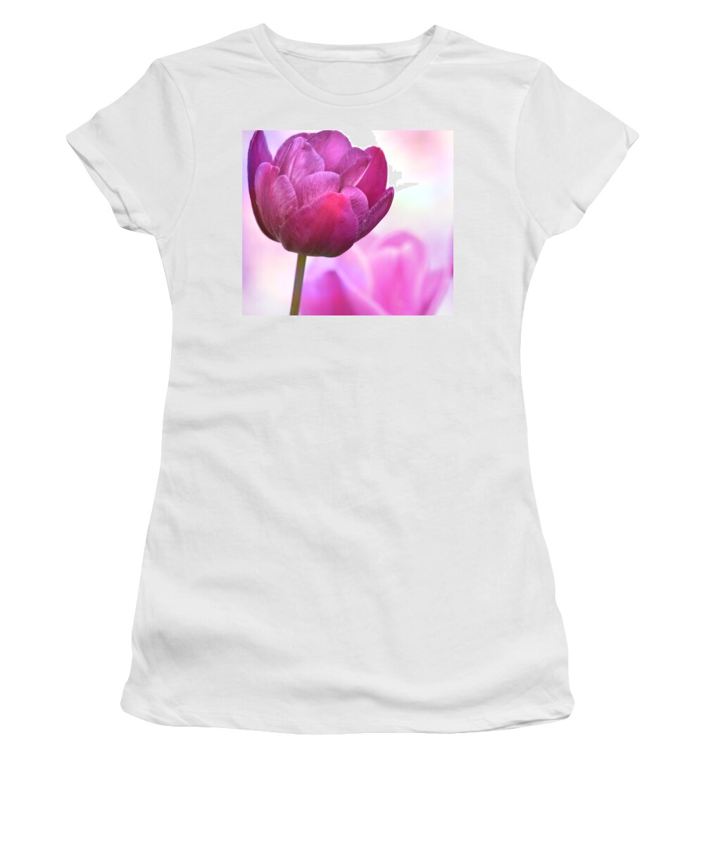 Art Women's T-Shirt featuring the photograph Purple and Pink Tulips by Joan Han