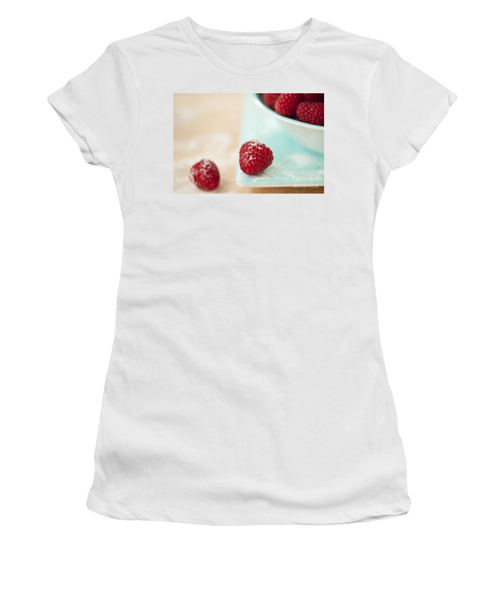 Abundance Women's T-Shirt featuring the photograph Raspberries Sprinkled With Sugar #1 by Jim Corwin