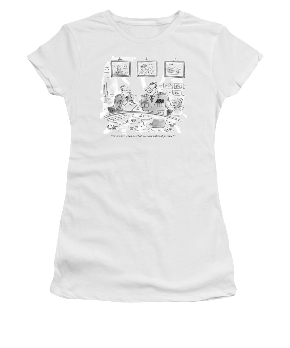 Remember When Baseball Was Our National Pastime?' Women's T-Shirt featuring the drawing Remember When Baseball Was Our National Pastime #1 by Christopher Weyant
