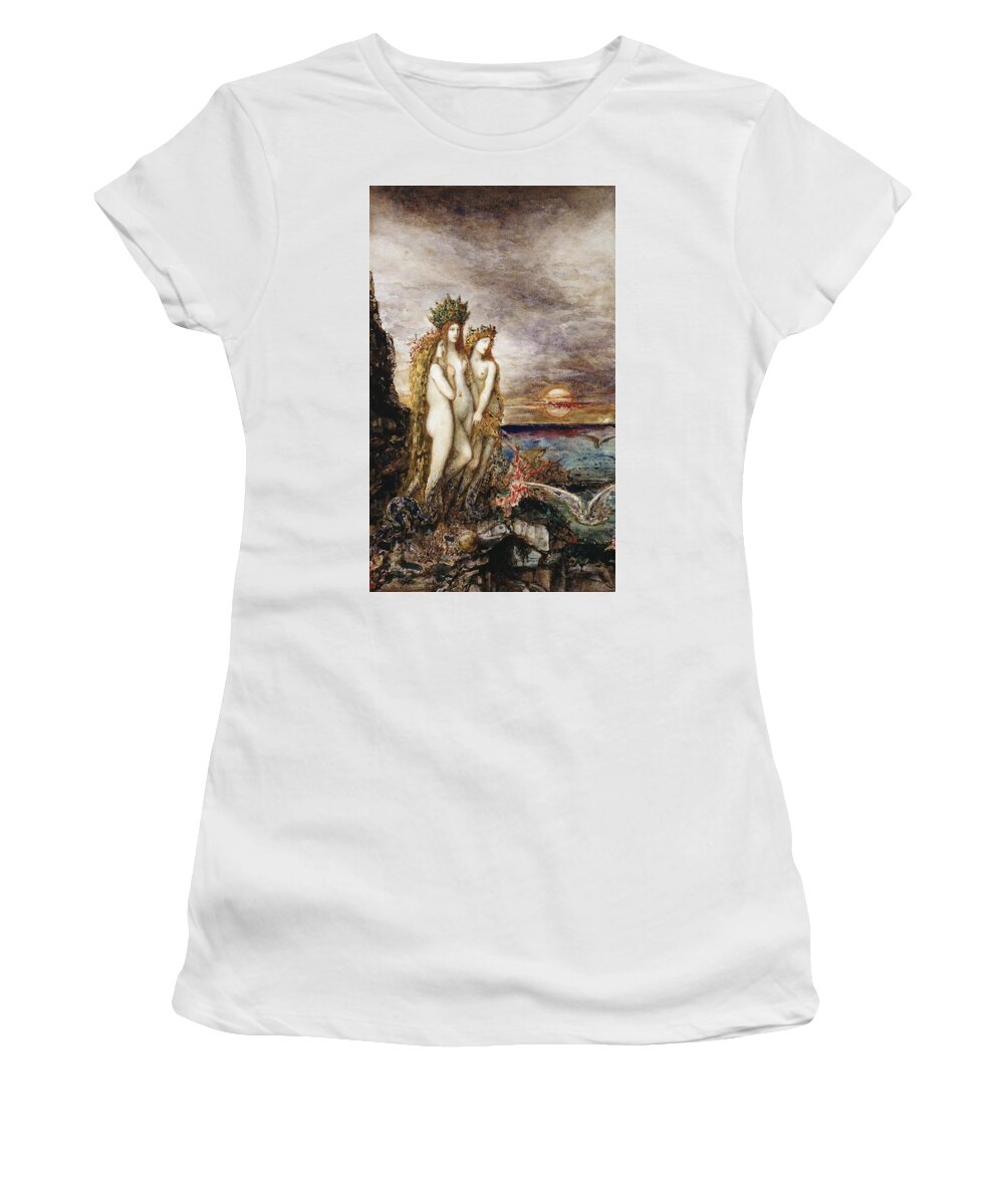 Gustave Moreau Women's T-Shirt featuring the drawing The Sirens #3 by Gustave Moreau