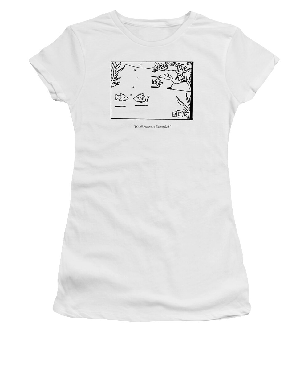 Fish Women's T-Shirt featuring the drawing New Yorker September 7th, 2009 by Bruce Eric Kaplan