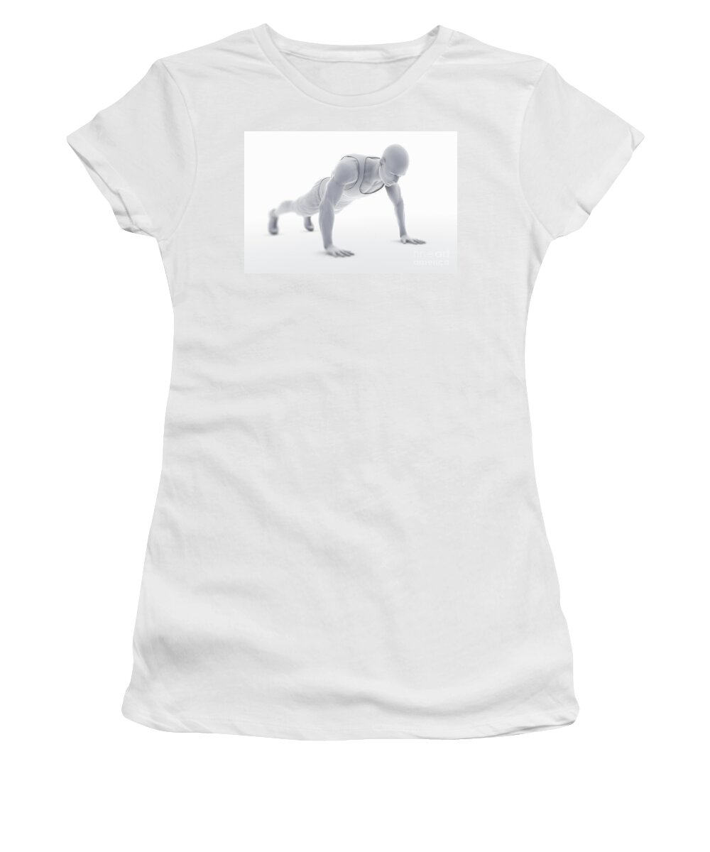 Muscles Women's T-Shirt featuring the photograph Exercise Workout #16 by Science Picture Co