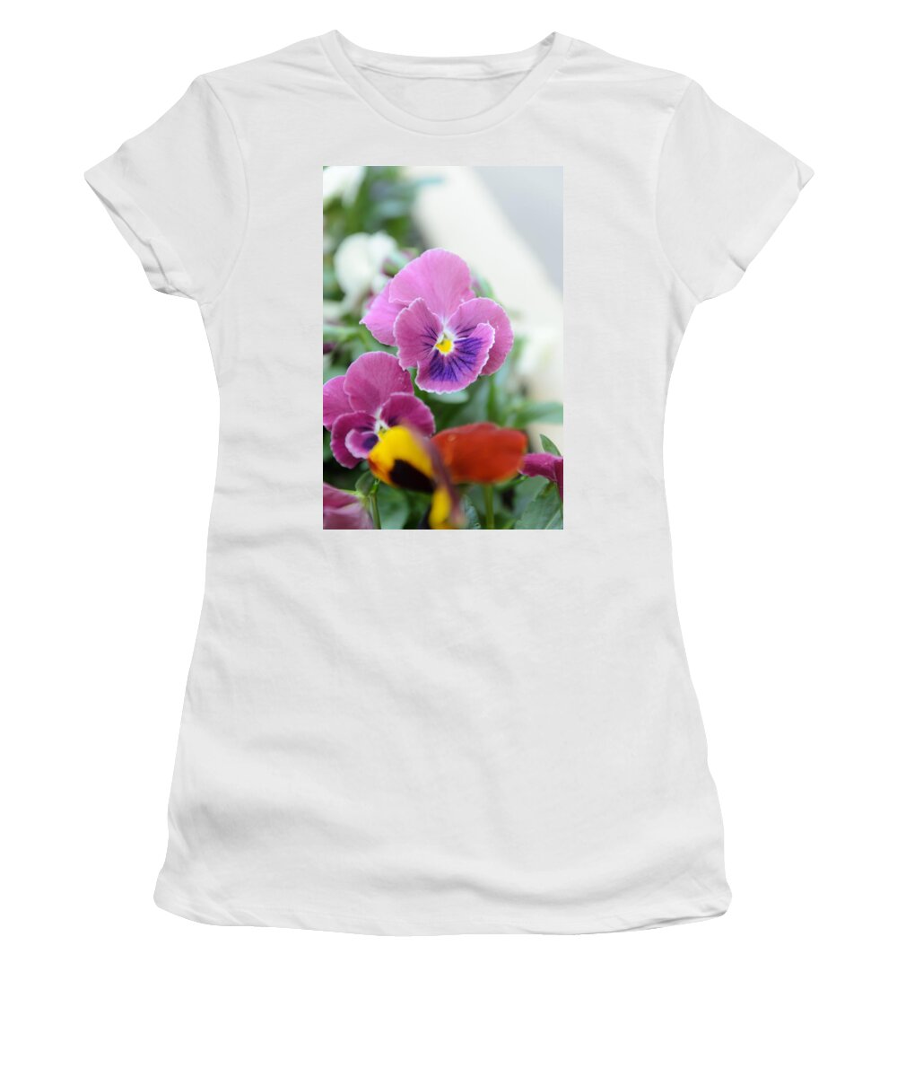 Art Women's T-Shirt featuring the photograph Viola Tricolor Heartsease #18 by Michael Goyberg