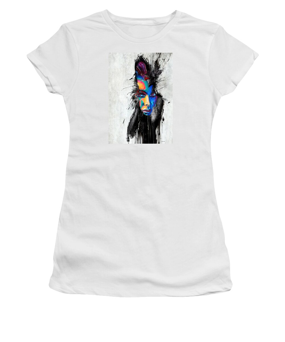 Female Women's T-Shirt featuring the painting Facial Expressions by Rafael Salazar