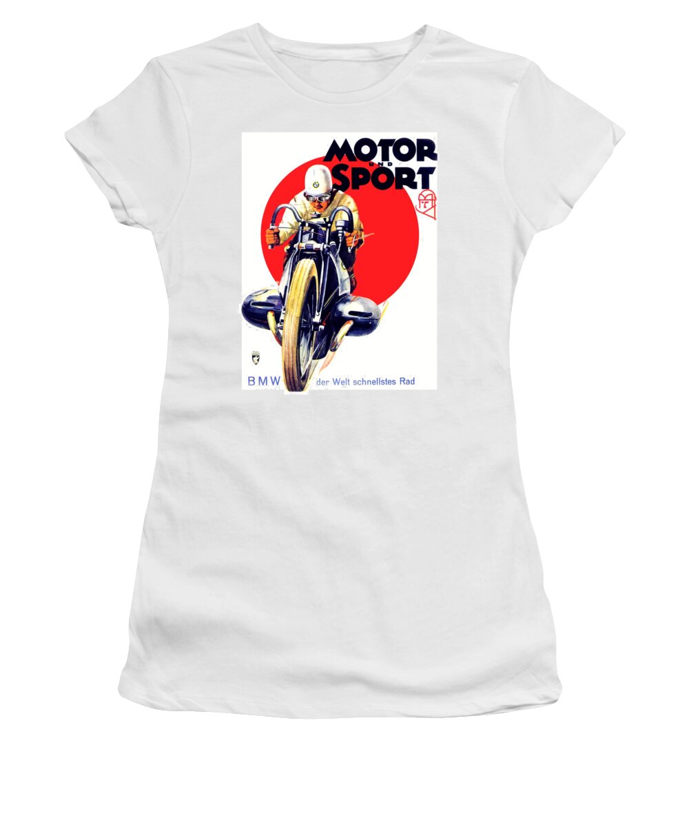 1929 Women's T-Shirt featuring the digital art 1929 - BMW Motorcycle Poster - Color by John Madison