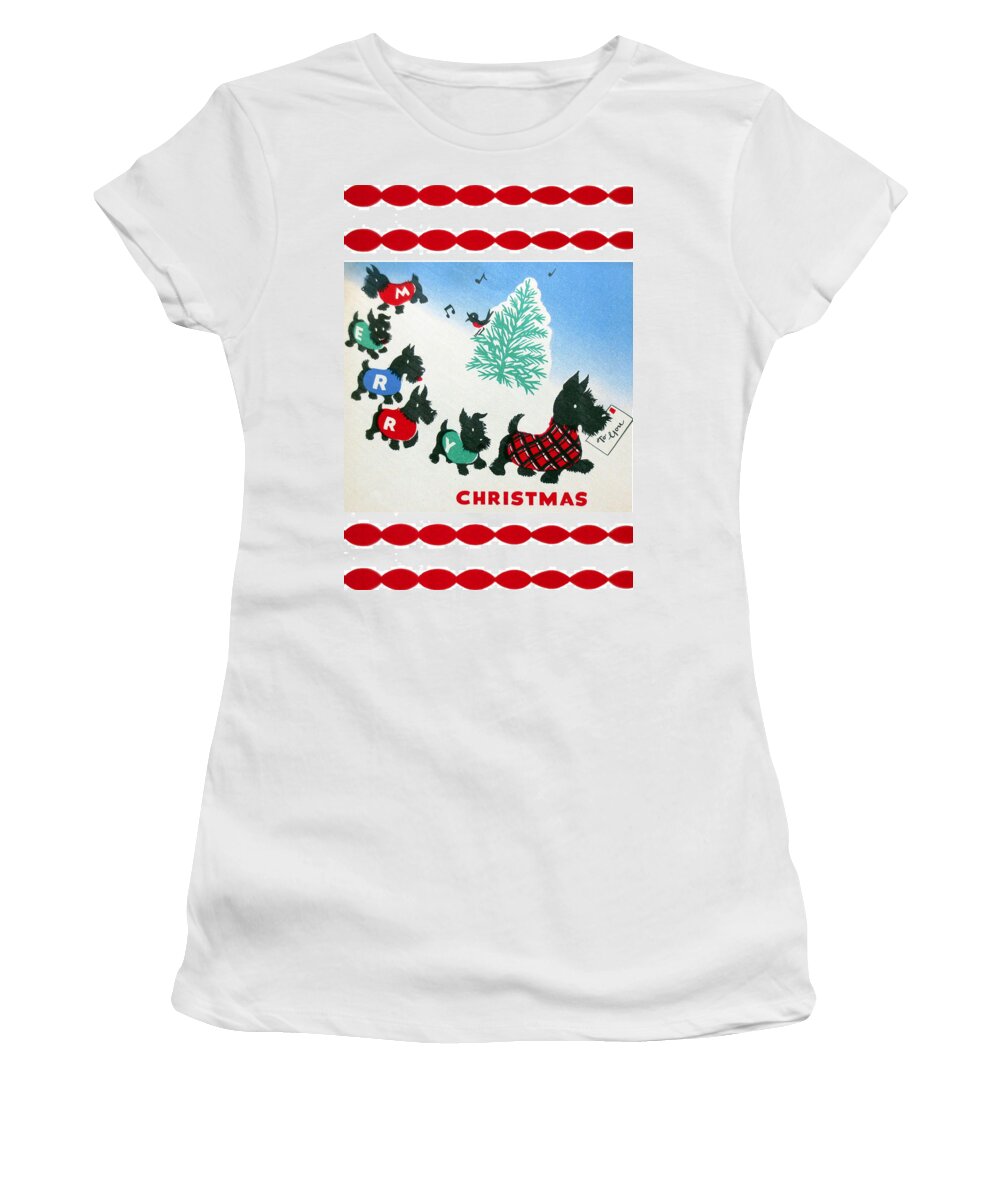 1940 Women's T-Shirt featuring the photograph 1940 Vintage Christmas Card by Munir Alawi