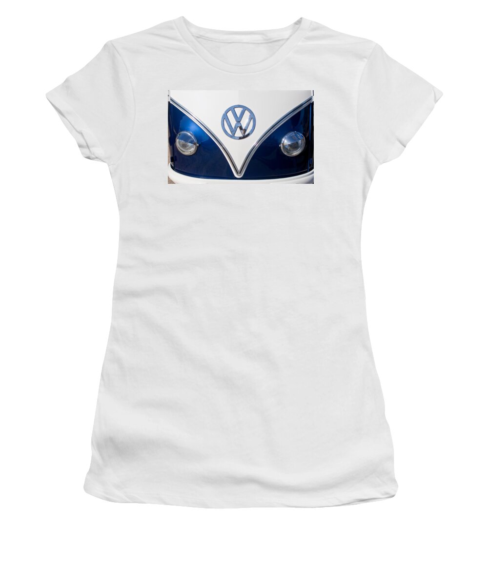 1958 Volkswagen Vw Bus Women's T-Shirt featuring the photograph 1958 Volkswagen VW Bus Hood Emblem by Jill Reger