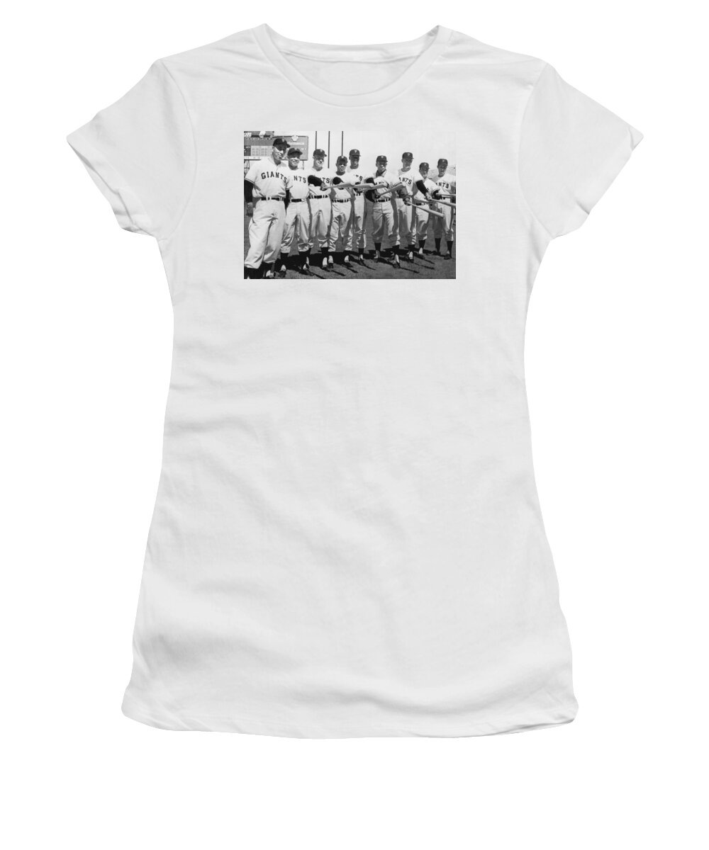 1961 Women's T-Shirt featuring the photograph 1961 San Francisco Giants by Underwood Archives