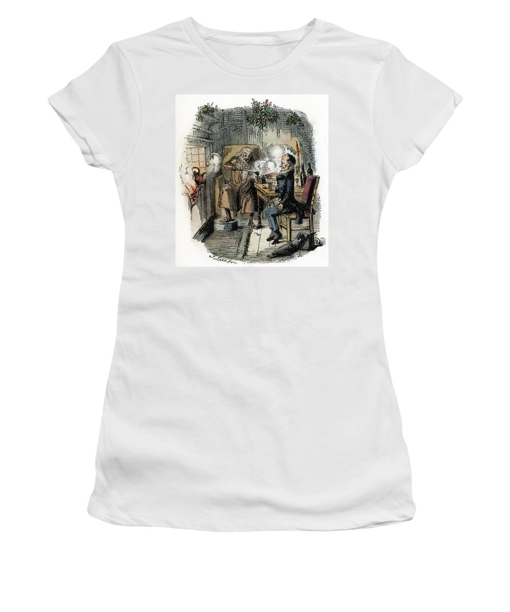 1843 Women's T-Shirt featuring the drawing Dickens Christmas Carol, 1843 #2 by Granger