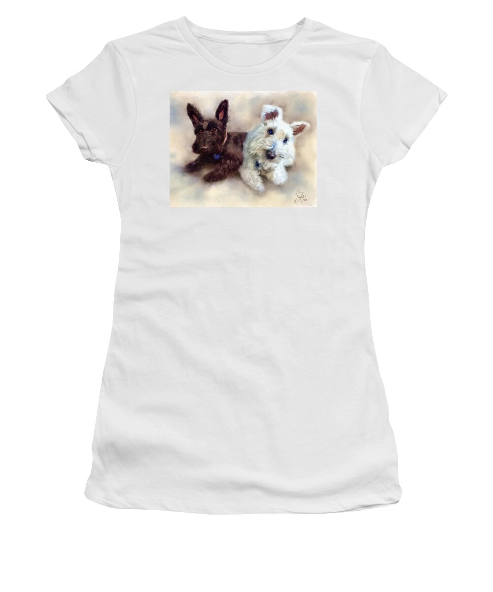 Dogs Women's T-Shirt featuring the painting Duncan and Zoe by Colleen Taylor