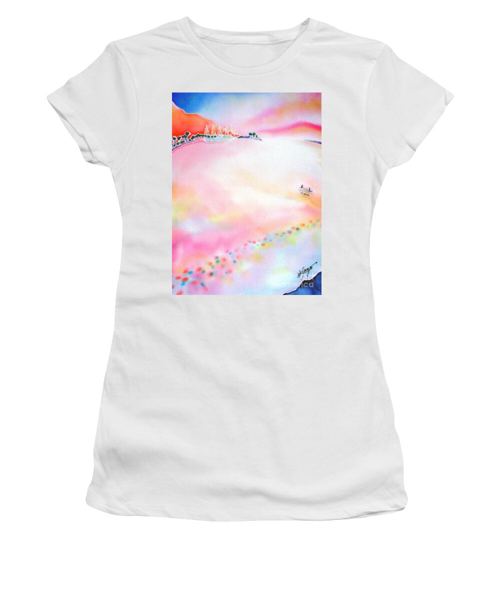Tahiti Women's T-Shirt featuring the painting Evening cruise #2 by Hisayo OHTA