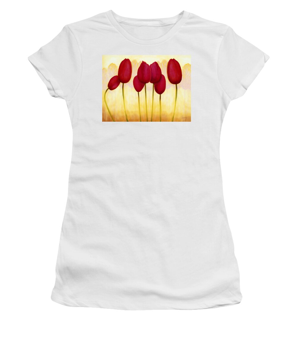 Beautiful Women's T-Shirt featuring the painting Tulips are People XV h by Jerome Lawrence