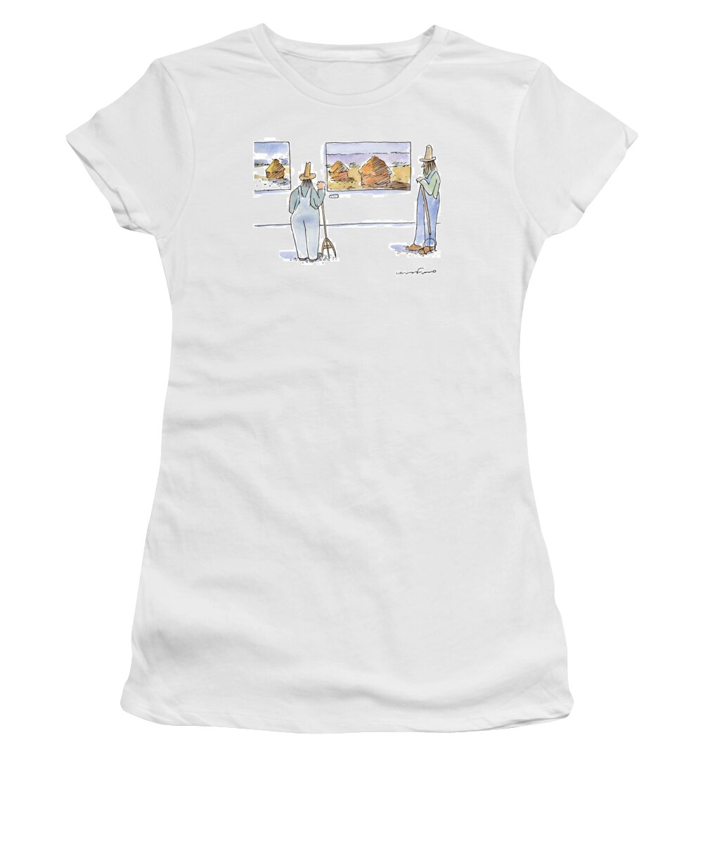 Captionless Women's T-Shirt featuring the drawing New Yorker July 25th, 2016 by Michael Crawford