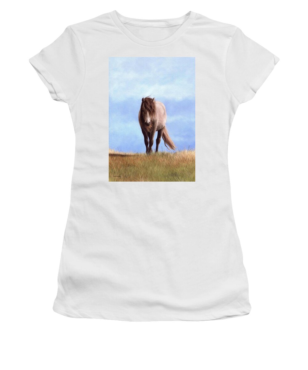 Pony Women's T-Shirt featuring the painting Welsh Pony Painting #2 by Rachel Stribbling