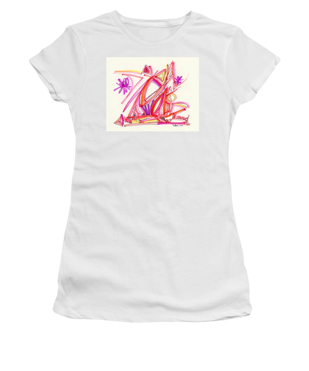 Abstract Women's T-Shirt featuring the drawing 2012 Drawing #30 by Lynne Taetzsch