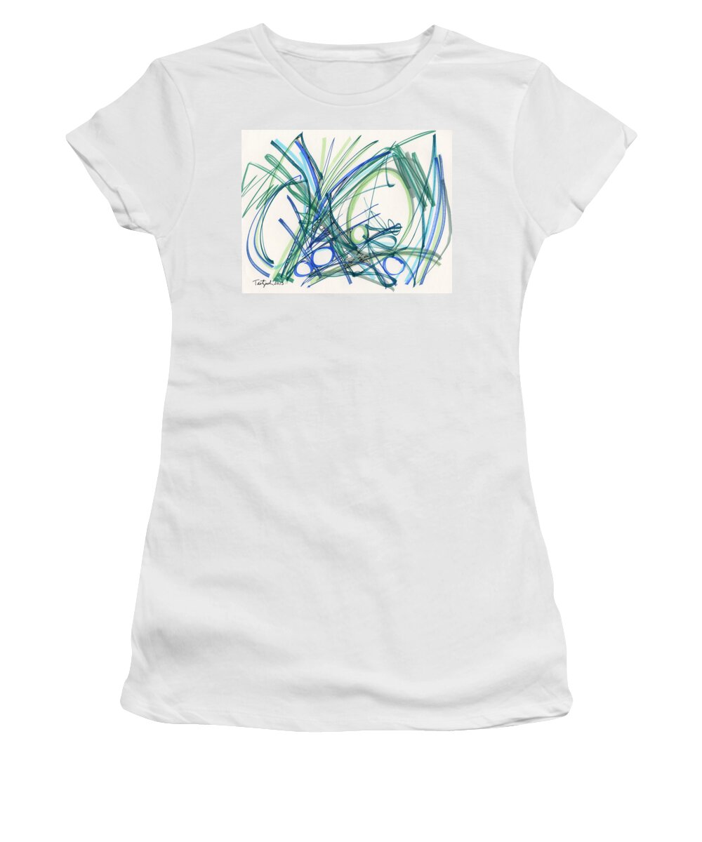 Abstract Women's T-Shirt featuring the drawing 2013 Abstract Drawing #8 by Lynne Taetzsch